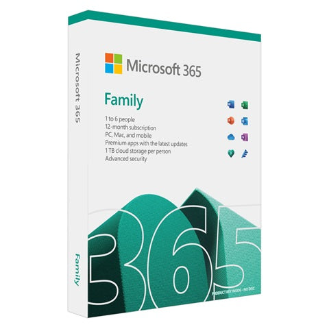 Microsoft Office 365 Family Retail - 1 to 6 PC Win/Mac , 1 Year Subscription