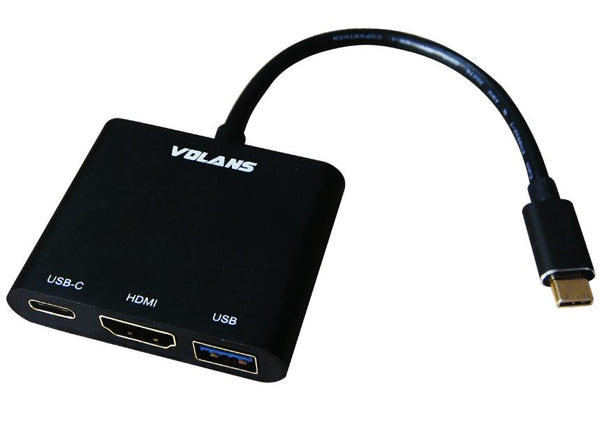 VOLANS Aluminium Portable USB TYPE-C USB-C TO USB 3.0 + TYP-C Female and HDMI Digital AV Multiport Converter Adapter